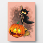 Kat Bang Door Pompoen Fun Halloween Karakter Fotoplaat (voorkant)