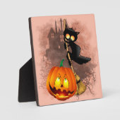 Kat Bang Door Pompoen Fun Halloween Karakter Fotoplaat (Voorkant)