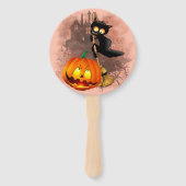 Kat Bang Door Pompoen Fun Halloween Karakter Handwaaier (Voorkant)