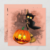 Kat Bang Door Pompoen Fun Halloween Karakter Kaart (Voorkant / Achterkant)