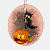 Kat Bang Door Pompoen Fun Halloween Karakter Keramisch Ornament (Links)