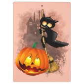 Kat Bang Door Pompoen Fun Halloween Karakter Klembord (Achterkant)