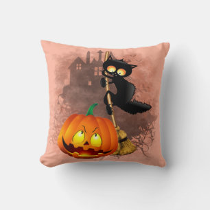 Kat Bang Door Pompoen Fun Halloween Karakter Kussen