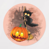 Kat Bang Door Pompoen Fun Halloween Karakter Labels (Design 1)