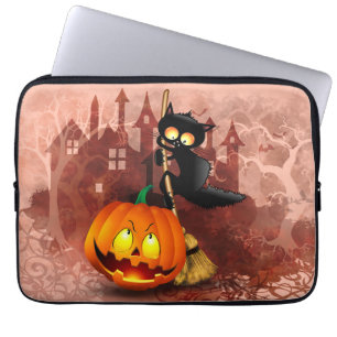 Kat Bang Door Pompoen Fun Halloween Karakter Laptop Sleeve