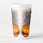 Kat Bang Door Pompoen Fun Halloween Karakter Latte Mok (Voorkant)