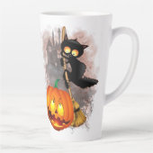 Kat Bang Door Pompoen Fun Halloween Karakter Latte Mok (Rechts)