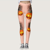 Kat Bang Door Pompoen Fun Halloween Karakter Leggings (Voorkant)