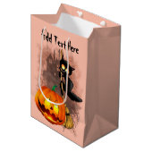 Kat Bang Door Pompoen Fun Halloween Karakter Medium Cadeauzakje (Voorkant Gekanteld)