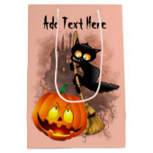 Kat Bang Door Pompoen Fun Halloween Karakter Medium Cadeauzakje (Achterkant)
