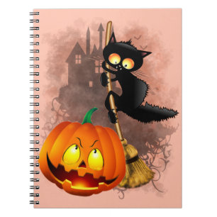 Kat Bang Door Pompoen Fun Halloween Karakter Notitieboek