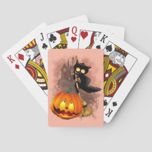 Kat Bang Door Pompoen Fun Halloween Karakter Pokerkaarten