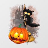 Kat Bang Door Pompoen Fun Halloween Karakter Raamsticker (Vel)