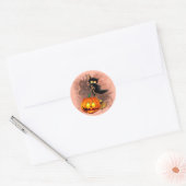 Kat Bang Door Pompoen Fun Halloween Karakter Ronde Sticker (Envelop)