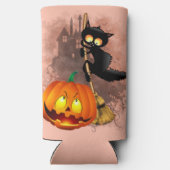 Kat Bang Door Pompoen Fun Halloween Karakter Seltzer Blikjeskoeler (Achterkant)