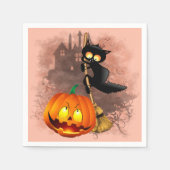 Kat Bang Door Pompoen Fun Halloween Karakter Servet (Voorkant)