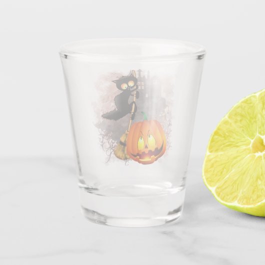 Kat Bang Door Pompoen Fun Halloween Karakter Shot Glas (Achterkant)