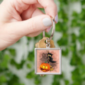 Kat Bang Door Pompoen Fun Halloween Karakter Sleutelhanger (Hand)