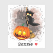 Kat Bang Door Pompoen Fun Halloween Karakter Sticker (Vel)