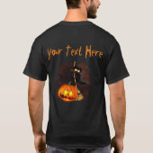 Kat Bang Door Pompoen Fun Halloween Karakter T-shirt (Achterkant)