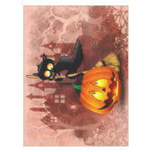 Kat Bang Door Pompoen Fun Halloween Karakter Tafelkleed (Voorkant)