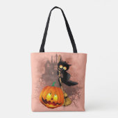 Kat Bang Door Pompoen Fun Halloween Karakter Tote Bag (Achterkant)