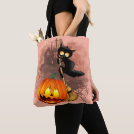 Kat Bang Door Pompoen Fun Halloween Karakter Tote Bag