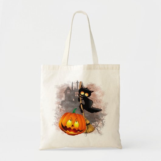 Kat Bang Door Pompoen Fun Halloween Karakter Tote Bag (Voorkant)
