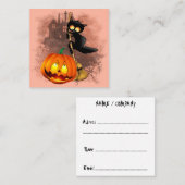 Kat Bang Door Pompoen Fun Halloween Karakter Vierkante Visitekaartje (Voorkant / Achterkant)