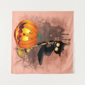 Kat Bang Door Pompoen Fun Halloween Karakter Wandkleed (Voorkant (horizontaal))