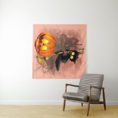 Kat Bang Door Pompoen Fun Halloween Karakter Wandkleed (In Situ (horizontaal))