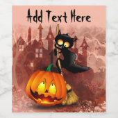 Kat Bang Door Pompoen Fun Halloween Karakter Wijn Etiket (Enkel label)