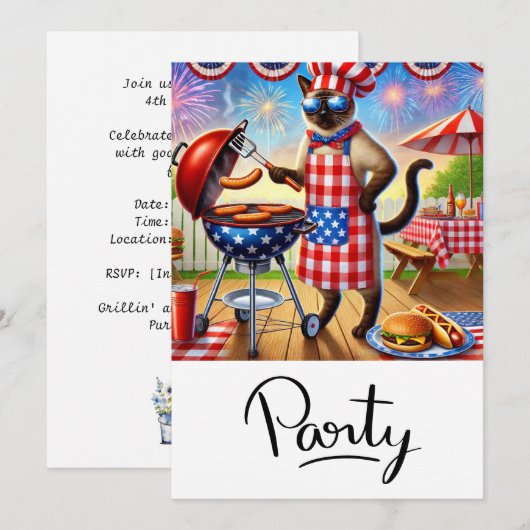 KAT Barbecue Feest 4 juli Onafhankelijkheidsdag Kaart (Voorkant / Achterkant)