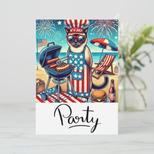KAT Barbecue Feest 4 juli Onafhankelijkheidsdag Kaart (Staand voorkant)