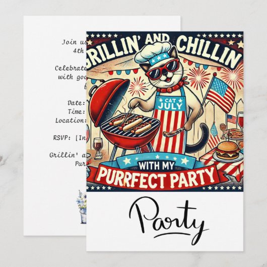 KAT Barbecue Feest 4 juli Onafhankelijkheidsdag Kaart (Voorkant / Achterkant)