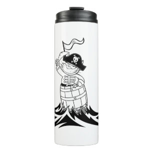Kat Barrel Zee de golven van de piratenvlag Thermosbeker