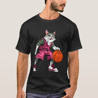 Kat Basketbal Speler Basketbal Kat T-shirt