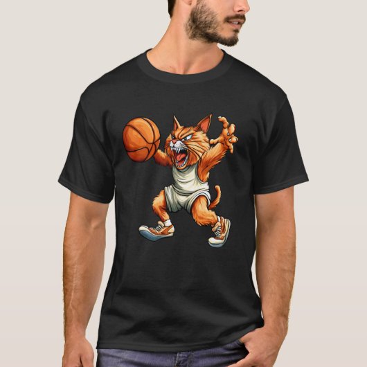 Kat basketballbasketballer kat t-shirt (Voorkant)