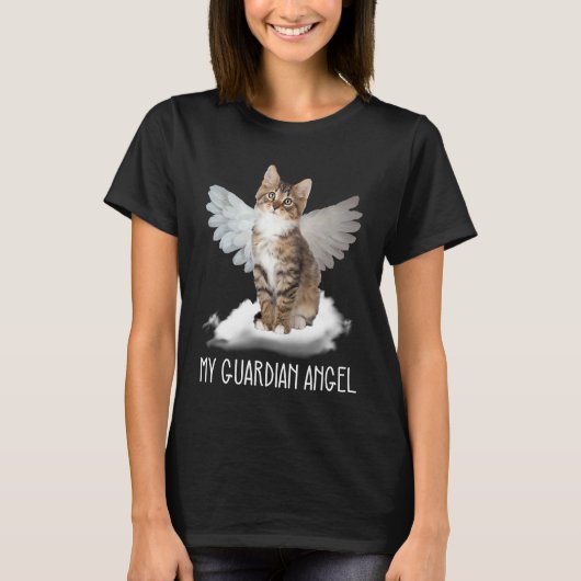 kat bewaker engel vleugel wolk present t-shirt (Voorkant)