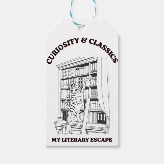 Kat Bibliothecaris Esthetische Kunstposter Cadeaulabel (Voorkant)