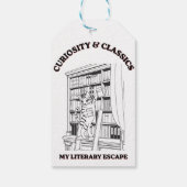 Kat Bibliothecaris Esthetische Kunstposter Cadeaulabel (Achterkant)