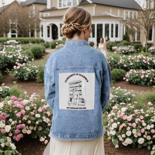 Kat Bibliothecaris Esthetische Kunstposter  Denim Jacket (Huwelijk Achterkant)