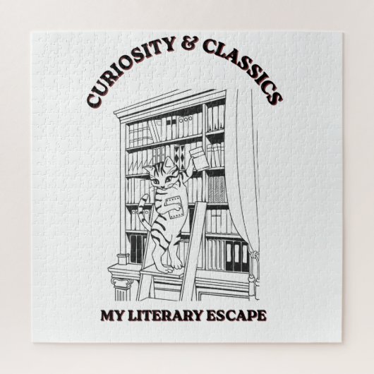 Kat Bibliothecaris Esthetische Kunstposter  Legpuzzel (Verticaal)