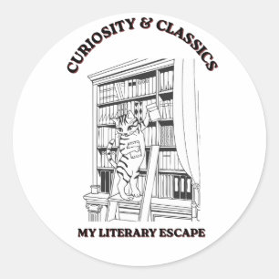 Kat Bibliothecaris Esthetische Kunstposter  Ronde Sticker