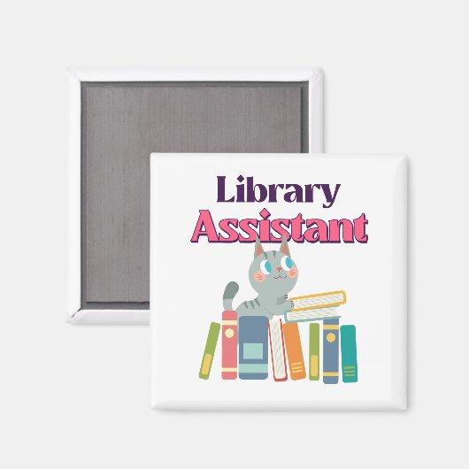 Kat Bibliotheekassistent Magneet (Voorkant / Achterkant)
