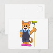 Kat bij behangen met drukroller briefkaart (Voorkant / Achterkant)