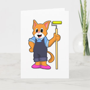 Kat bij behangen met drukroller kaart