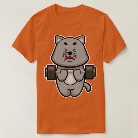 Kat bij Biceps-training met Barbell T-shirt (Design voorkant)