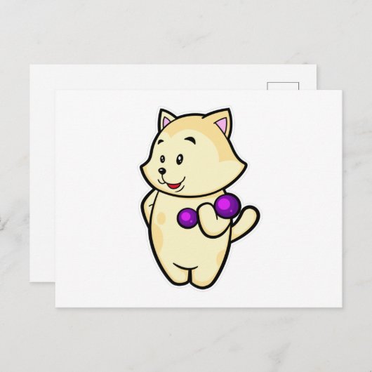 Kat bij biceps training met dumbbell briefkaart (Voorkant / Achterkant)