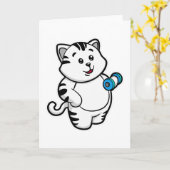 Kat bij biceps training met dumbbell kaart (Gele Bloem)